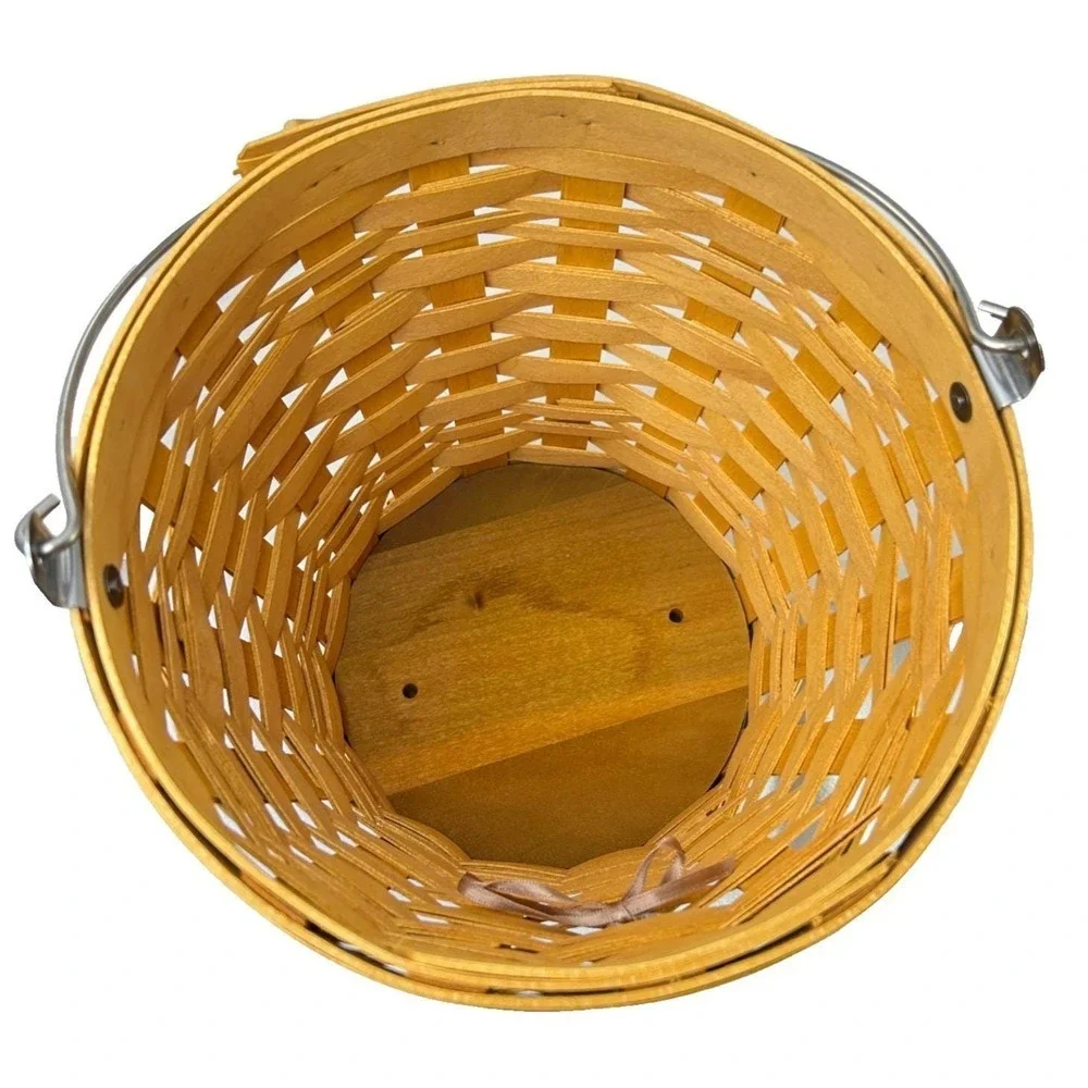 Longaberger AUTUMN PAIL Basket Protector Lid Tie-On & Falling Leaves Liner 2002